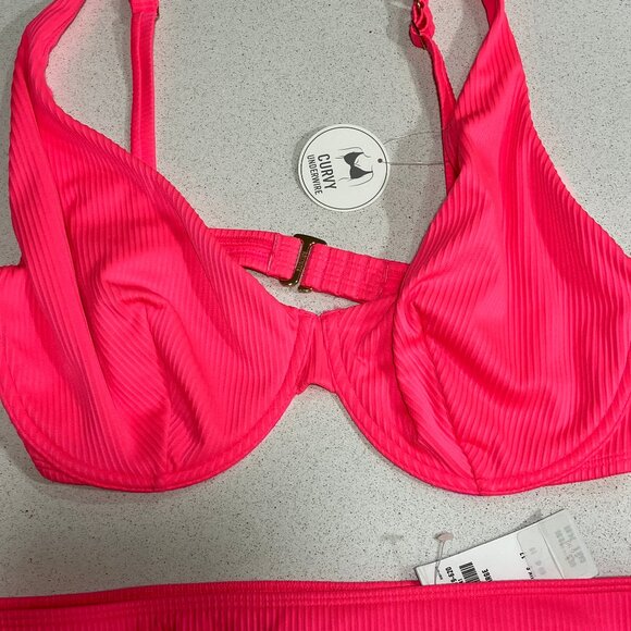 Hollister Neon Pink Ribbed Bikini XLARGE &LARGE CURVY (different sizes) - Picture 8 of 13